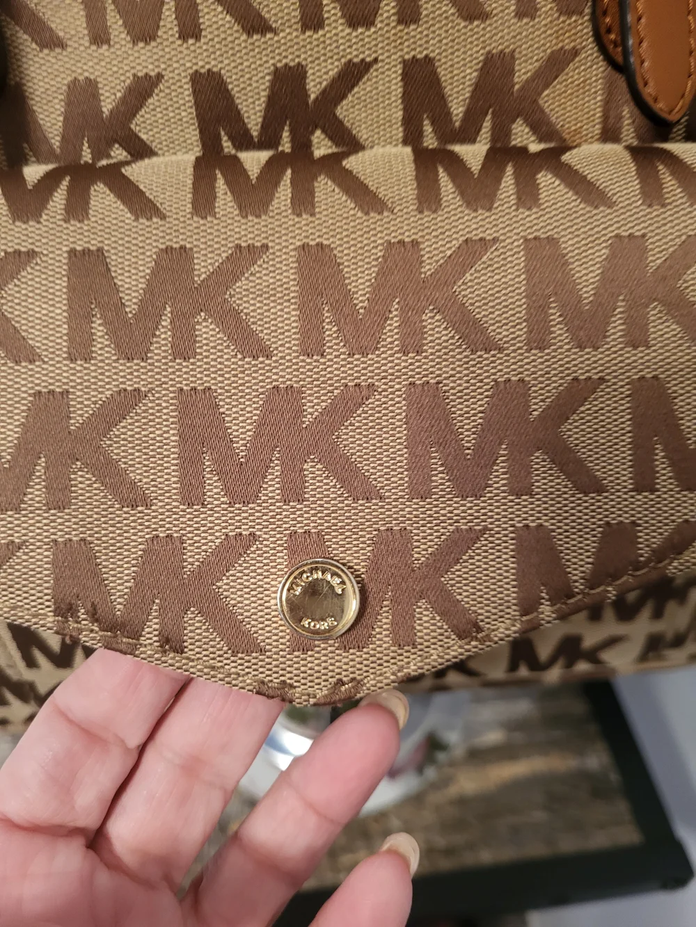 Michael Michael Kors Tan and Brown MK Monogram Tote 13